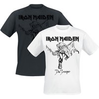 Iron Maiden T-Shirt - Trooper - Doppelpack - S bis XXL - für Männer - Größe L - schwarz/weiß  - EMP exklusives Merchandise! von Iron Maiden