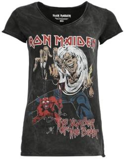 Iron Maiden The Number of The Beast Frauen T-Shirt schwarz L 100% Baumwolle Band-Merch, Bands von Iron Maiden