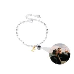 Ironctic Personalisiertes Foto armband Personalisiertes Foto projektions armband Personalisiertes Armband mit 26 Initialen, Kreisarmband mit Bild im Inneren, Schmuck, Gedenkgeschenke für Frauen von Ironctic