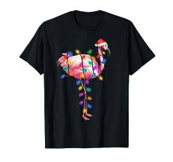 Weihnachts-Flamingo – Lustige Weihnachtsbeleuchtung, Weihnachtsmannmütze, Elfe T-Shirt von Irreverent Tees