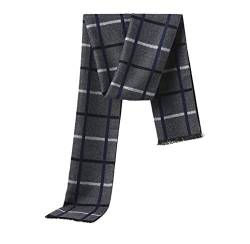 Irypulse Herren Wolle Mischung Schal Luxuriöses Streifen Gestreift Plaid Weicher Modeschal Feinstrick Strickschal mit Fransen für Männer Warm Classic und Elegant Kariert Herbst und Winter von Irypulse