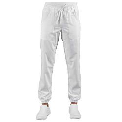 Isacco Medizinische Krankenschwesterhose weiß Herren Damen mit Gummizug am Knöchel Super Stretch 044878, ox044878-BLANC-L, Weiß, ox044878-BLANC-L 90 von Isacco