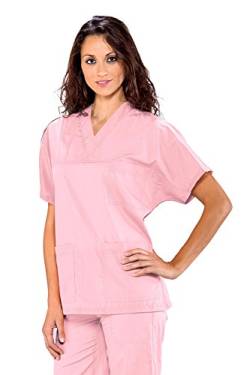 Robinson Unisex Damen Herren Kasack mit V-Ausschnitt rosa Größe L von Isacco