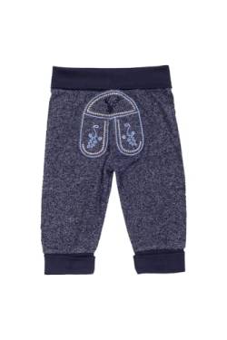 Isar-Trachten Babyhose Jogginghose im Lederhosenstil Jeansblau 100% Baumwolle, Gr. 68 von Isar-Trachten