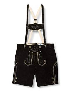 Isar-Trachten Jungen Kinderlederhose kurz schwarz Bestickt, SCHWARZ (schwarz), 176 von Isar-Trachten