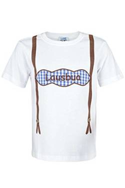 Isar-Trachten Jungen T-Shirt 'Lausbua', weiß, 116 von Isar-Trachten