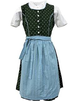 Isar-Trachten Kinder Dirndl Lotte 3-TLG. mit Bluse 52418 | Grün Blau 98 von Isar-Trachten