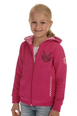 Isar-Trachten Kinder Jacke Trachtenjacke Mädchen pink, Kapuzenjacke Kinder Sweatjacke mit Hirschstickerei (Pink, 176) von Isar-Trachten