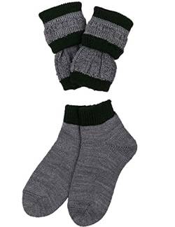 Isar-Trachten Kinder Loferl Socken und Wadenwärmer | 35651 - Grau/Grün Gr. 23-24 von Isar-Trachten