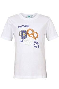 Isar-Trachten Kinder T-Shirt 'Brotzeit mit Oma & Opa' weiß, weiß, 128 von Isar-Trachten