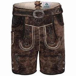 Isar-Trachten Kinderlederhose kurz mit Gürtel Schiefer | Lederhose für Jungen und Mädchen | Kinder Ledershort Ziegenvelour (134, Schiefer) von Isar-Trachten