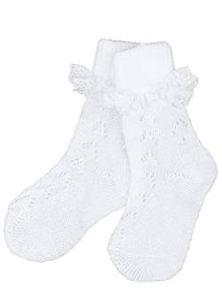 Isar-Trachten Kurze Kinder Socken Häkellook mit Rüschen 11042 - Weiß Gr. 27-30 von Isar-Trachten