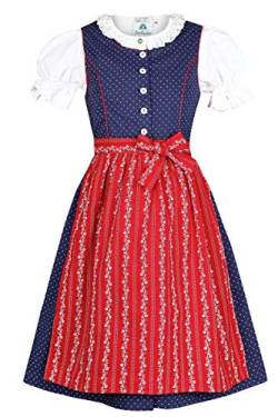 Isar-Trachten Mädchen Kinderdirndl mit Bluse Marine, BLAU (Marine), 110 von Isar-Trachten