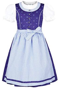 Isar-Trachten Mädchen Kinderdirndl mit Bluse blau hellblau, BLAU (Marine), 86 von Isar-Trachten