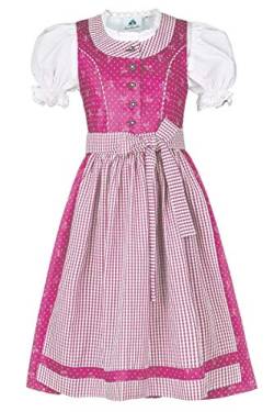 Isar-Trachten Mädchen Kinderdirndl mit Bluse pink, PINK (pink), 134 von Isar-Trachten