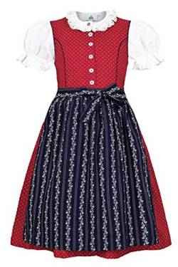 Isar-Trachten Mädchen Kinderdirndl mit Bluse rot, ROT, 104 von Isar-Trachten