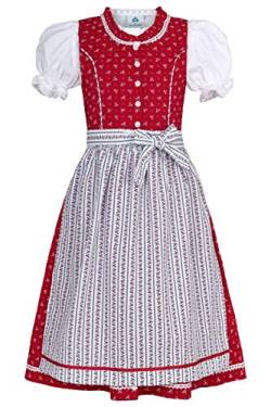 Isar-Trachten Mädchen Kinderdirndl rot mit Bluse, ROT, 104 von Isar-Trachten