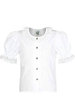Isar-Trachten Mädchen Mädchen Trachten-Bluse mit Spitze Weiss, WEIß, 104 von Isar-Trachten