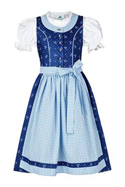 Isartrachten Kinderdirndl 3 TLG.blau mit Karierter Schürze Gr. 158 von Isar-Trachten