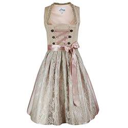 Damen Dirndl Kleid Dirndlkleid Trachtenkleid Ida Beige Rosa 34 von Iseaa