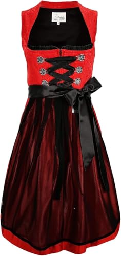 Iseaa Damen Dirndl Kleid Dirndlkleid Trachtenkleid Agnes Rot mit Spitze 36 von Iseaa