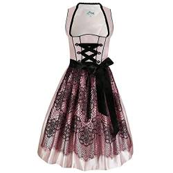 Iseaa Damen Dirndl Kleid Dirndlkleid Trachtenkleid Johanna in Rosa mit Spitze 42 von Iseaa