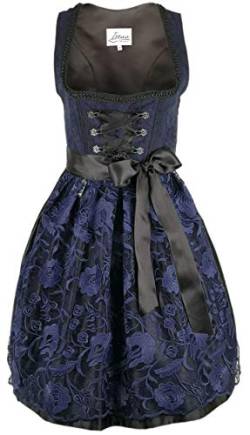 Iseaa Damen Dirndl Kleid Dirndlkleid Trachtenkleid Lena dunkelblau Spitze 34 von Iseaa