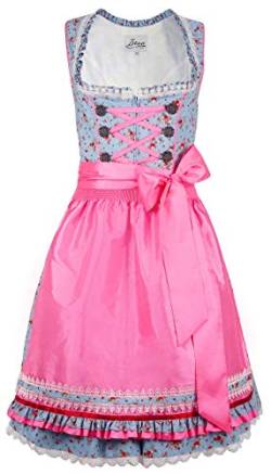 Iseaa Damen Dirndl Kleid Dirndlkleid Trachtenkleid Midi Hannelore hellblau 38 von Iseaa