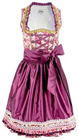 Iseaa Damen Dirndl Kleid Dirndlkleid Trachtenkleid Midi Tilda mit Zierrüschen lila 36 von Iseaa