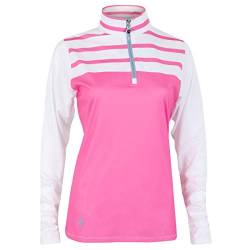 Island Green Damen Golf LS Halb Kontrast Sweater - Rosa/Weiß - 16 von Island Green