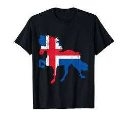 Islandpferde Icelandic Horse mit Islandflagge T-Shirt von Island Pferd shirts Icelandic Horse Isi Pony