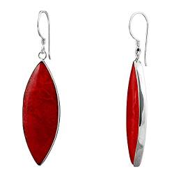 ISLAND PIERCINGS 925er Silber und rote Steine Ohrringe Hänger SER367 von Island Piercings