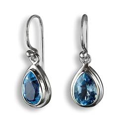 ISLAND PIERCINGS Edle 925er Silber und Blautopas Ohrringe Hänger Design Handarbeit SER273 von Island Piercings