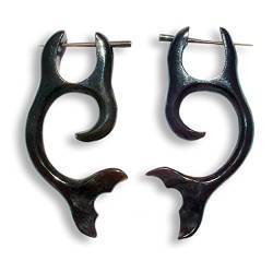 ISLAND PIERCINGS Ohrringe Walflossen aus Horn schwarz Handarbeit ER037 von Island Piercings