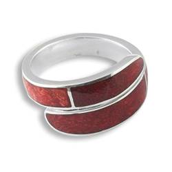 Island Piercings Edler 925er Silber und roter Stein Ring Silberring Design Handarbeit SR07-18mm von Island Piercings
