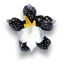 Island Piercings Leder Design Ring Orchidee schwarz grössenverstellbar Handarbeit AR120a von Island Piercings