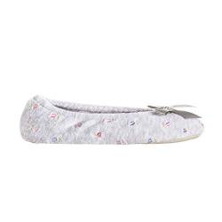 Isotoner Damen Embroidered Terry Ballerina Slippers Flache Sandalen, Heather Grey Weiche Schleife, 41 EU von Isotoner