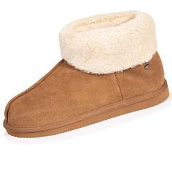 Isotoner Damen Hausschuhe Stiefeletten Kuschelig, camel, 38 EU von Isotoner