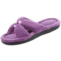 Isotoner Damen Signature X-Slide Slipper, Satinbesatz mit Memory-Schaum, Ultraviolet, 36.5/37 EU von Isotoner