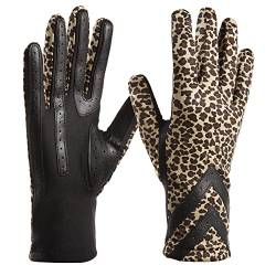Isotoner Damen Spandex-Touchscreen kaltes Wetter Handschuhe, Leopard-Smartdri, L/X-Large von Isotoner