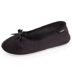 Isotoner Hausschuhe Ballerinas für Damen, Schwarz , 39/40 EU von Isotoner