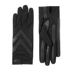 isotoner Damen Spandex Shortie Gloves with Leather Palm Strips Handschuhe für kaltes Wetter, Schwarz – Smartdri, Small/Medium von Isotoner