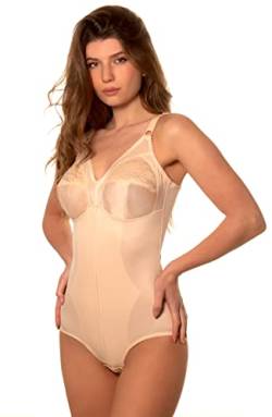 Istintiva Rossella - Body Damen - Hochelastisches Gewebe - Shapewear Damen - Mieder - Dessous mit Spitze - Besondere Stützfunktion an der Vorderseite - Soft Cup BH Damen ohne Bügel, 85C, Beige von Istintiva