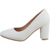 Ital-Design Damen Abendschuhe Elegant High-Heel-Pumps Blockabsatz High Heel Pumps in Weiß von Ital-Design