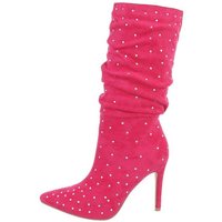 Ital-Design Damen Abendschuhe Elegant High-Heel-Stiefel Pfennig-/Stilettoabsatz High-Heel Stiefel in Pink von Ital-Design