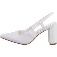 Ital-Design Damen Abendschuhe Elegant Schnürpumps Blockabsatz High Heel Pumps in Weiß von Ital-Design