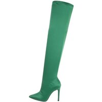 Ital-Design Damen Abendschuhe Party & Clubwear Overkneestiefel Pfennig-/Stilettoabsatz High-Heel Stiefel in Grün von Ital-Design