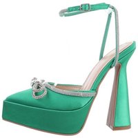 Ital-Design Damen Abendschuhe Party & Clubwear Plateaupumps Blockabsatz High Heel Pumps in Grün von Ital-Design