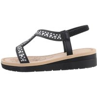 Ital-Design Damen Abendschuhe Party & Clubwear Riemchensandalette (82071318) Keilabsatz/Wedge Keilsandaletten in Schwarz von Ital-Design