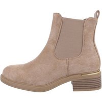 Ital-Design Damen Chelsea Freizeit Chelseaboots Blockabsatz Chelsea Boots in Hellbraun von Ital-Design